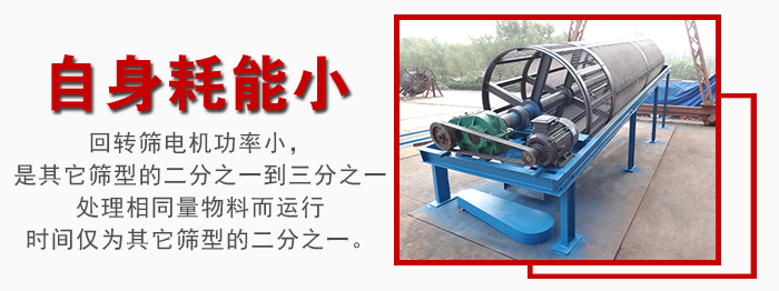滾筒篩耗能小，使用壽命長，維修方便